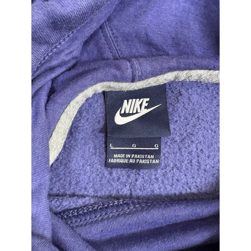 Nike Women’s Purple Fleece Pullover Hoodie Camo Logo Kangaroo Pocket Large